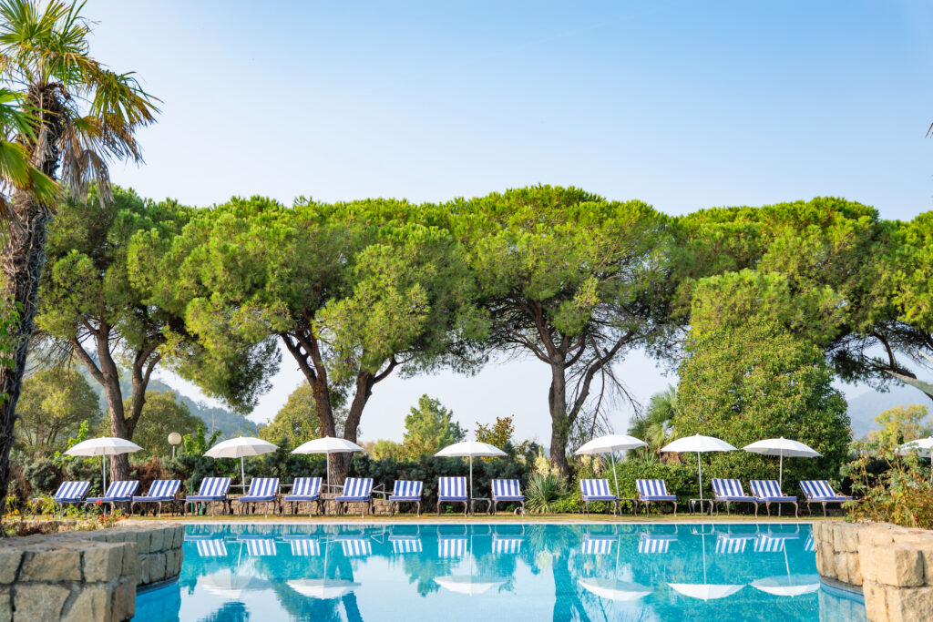 Seaside pool with maritime pines.